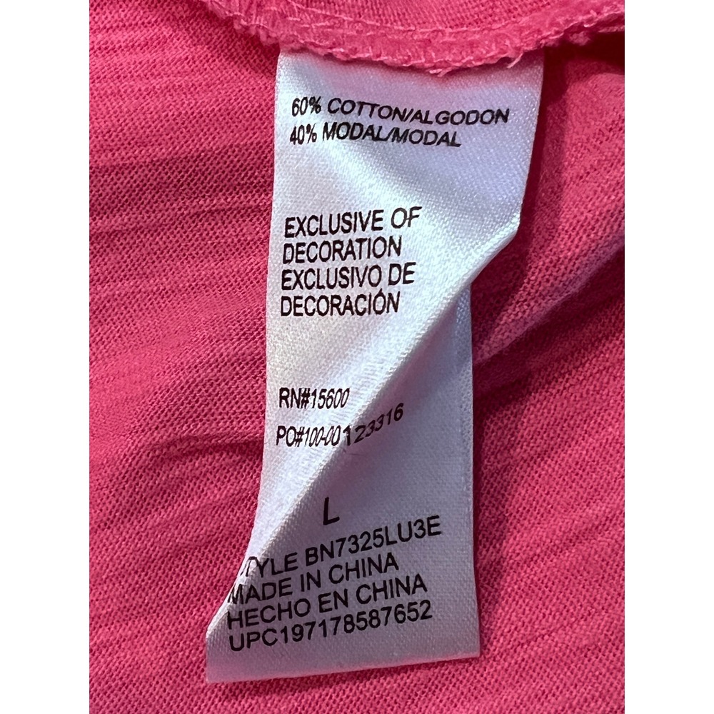 Democracy Salmon‎ Pink Ruffle Embroidered Sleeve Top Shirt Women's Size L - Picture 7 of 7